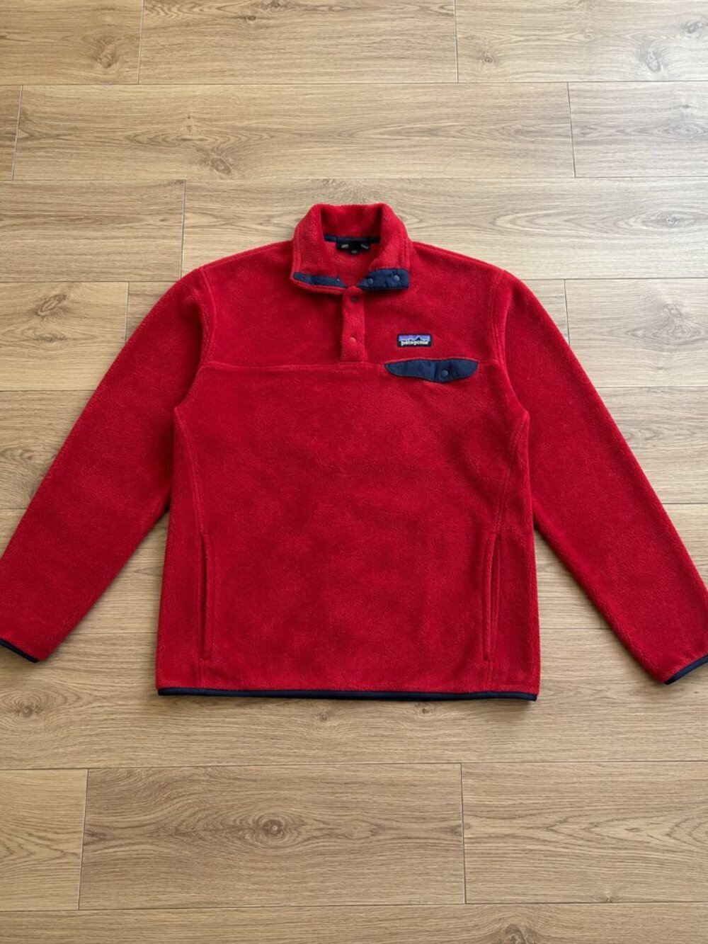 Patagonia Womens red fleece pull over top sweatshirt activewear size L - Picture 2 of 5